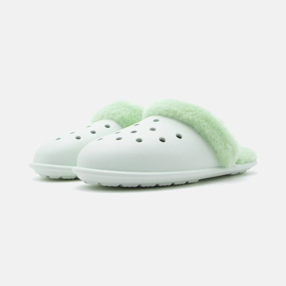 NEW Crocs Sizes 6-10 Women's Classic Fuzz Scuff Slippers - Mint Tint